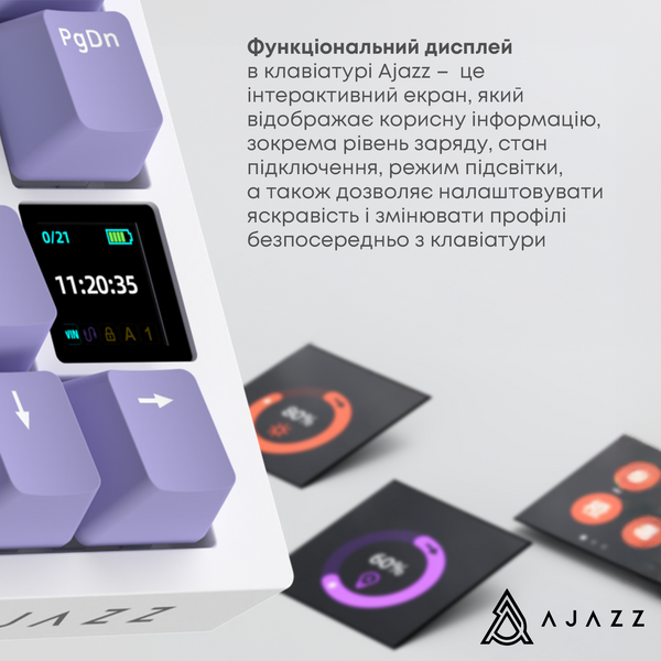 Бездротова клавіатура AJAZZ AK820 Pro White-purple, Gift Switch, Українська розкладка AK820PWPGSUA фото